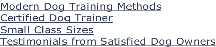 Modern Dog Training Methods Certified Dog Trainer Small Class Sizes Testimonials from Satisfied Dog Owners